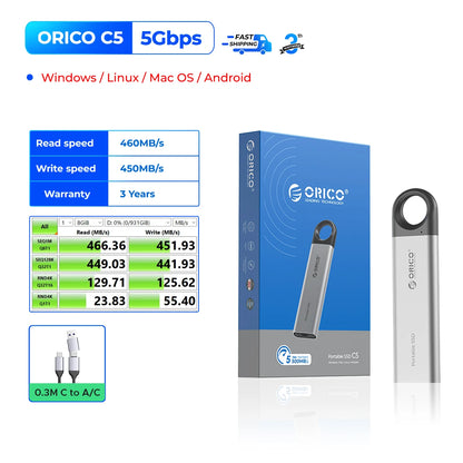 1TB External SSD up to 1050MB/S Hanging Hole Design Portable Solid State Drive Storage PSSD for Tablets Laptops C10