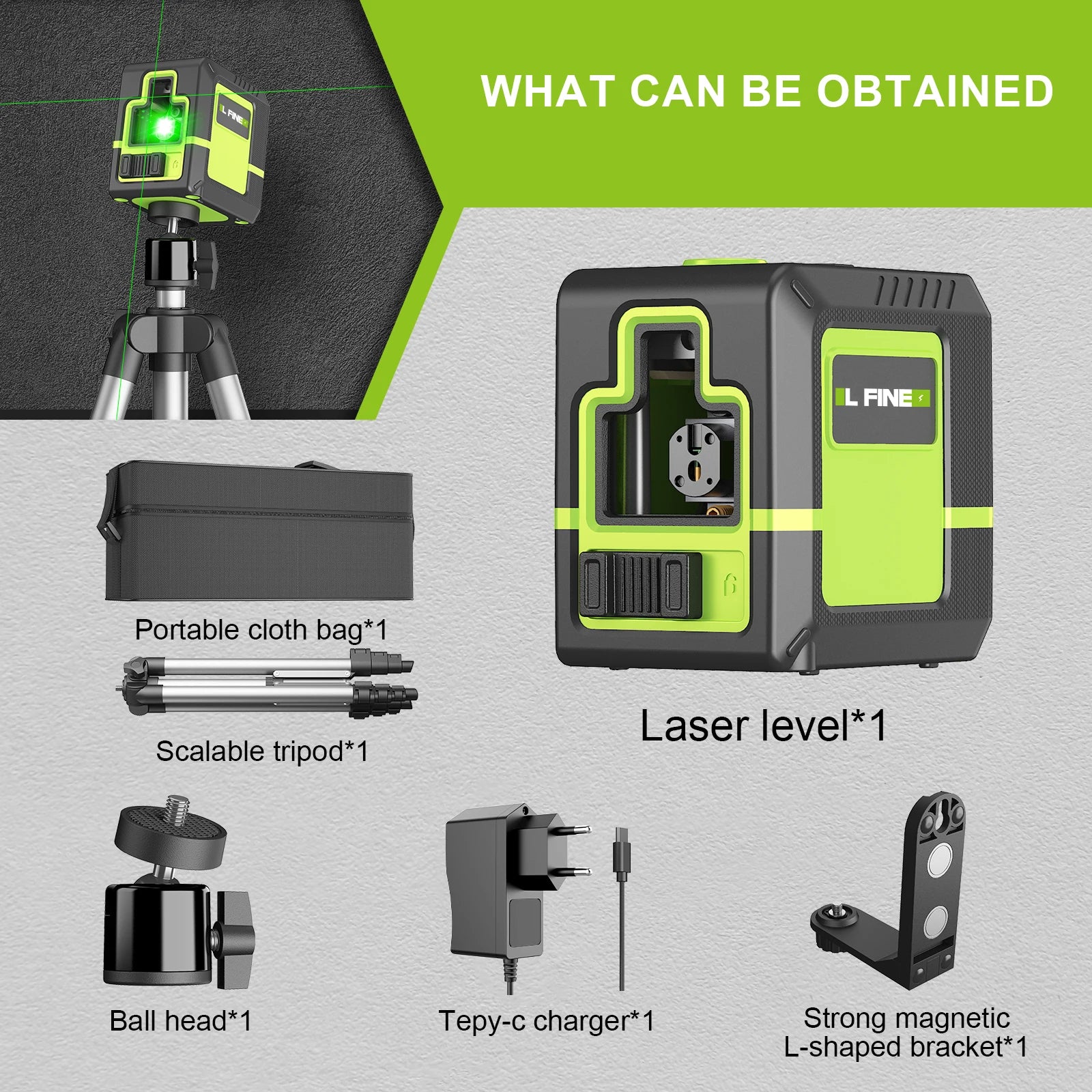 Laser Level 2 Lines Cross Green Level Laser Horizontal Vertical Nivel Laser Automatic 360°Self-Leveling Laser Level Tools