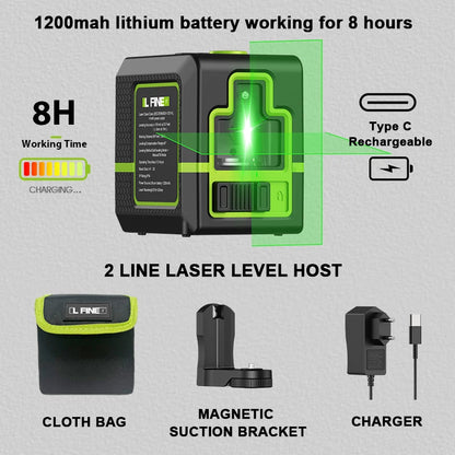 Laser Level 2 Lines Cross Green Level Laser Horizontal Vertical Nivel Laser Automatic 360°Self-Leveling Laser Level Tools