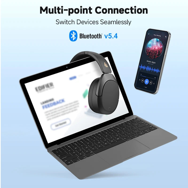 W830NB Wireless Headphones Bluetooth 5.4 Active Noise Cancelling Hi-Res Over-Ear Headset LDAC Foldable -45Db ANC 94H