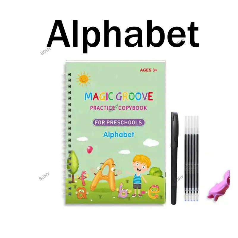 Reusable Children 3D Copybook for Calligraphy Numbers 0-10 Handwriting Copybooks Learning Math Writing Practice Book for Kids